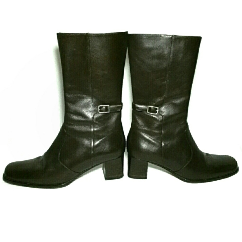Talbots 7.5 Mid Calf Dark Brown Boots Made Italy